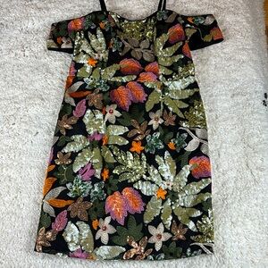 THML Women's Sequined Off The Shoulder Mini Dress, Size Medium